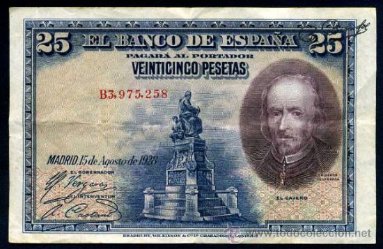 Billetes con errores: RARO ERROR - DESPLAZAMIENTO DE FIRMA DEL CAJERO - 25 Ptas 1928 - Foto 2
