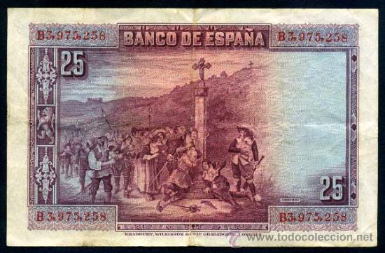 Billetes con errores: RARO ERROR - DESPLAZAMIENTO DE FIRMA DEL CAJERO - 25 Ptas 1928 - Foto 3