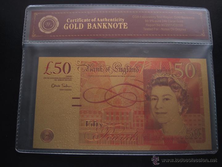 Billetes con errores: Billete de 50 Libras , oro de 24 kl - Foto 1