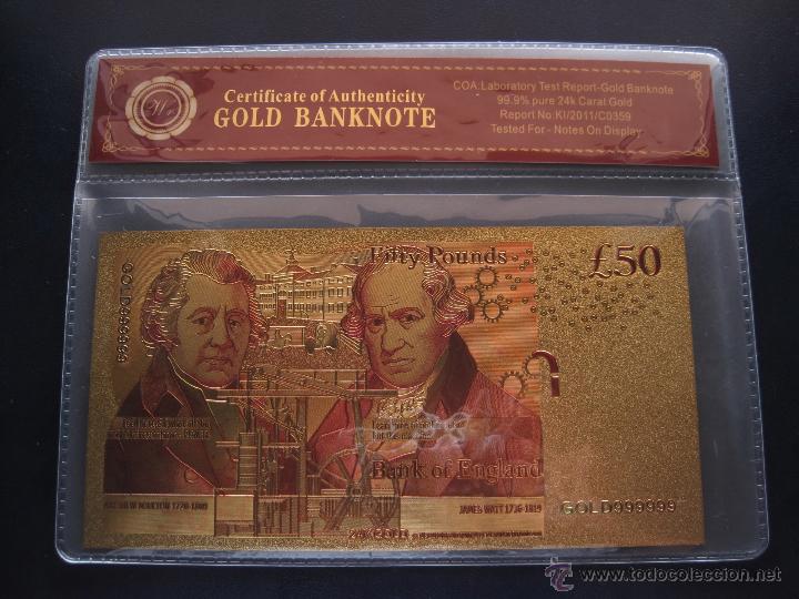 Billetes con errores: Billete de 50 Libras , oro de 24 kl - Foto 2