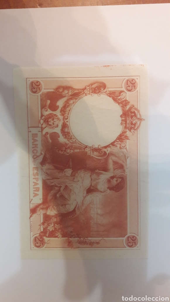 Billetes con errores: ESP&Eacute;CIMEN ALFONSO XII 1908 PRUEBA 25 PTAS NARANJA PLANCHA NUMISM&Aacute;TICA COLISEVM - Foto 1