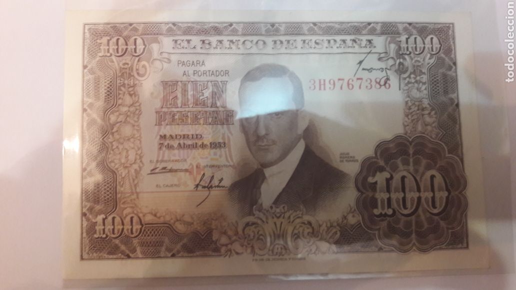 Billetes con errores: Error firma fuera sitio 100 ptas 1953 NUMISM&Aacute;TICA COLISEVM - Foto 1