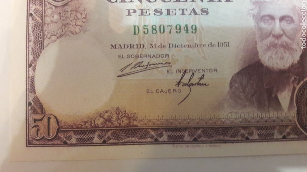 Billetes con errores: Error sin firma cajero 50 ptas 1951 plancha D 5807949 - Foto 2