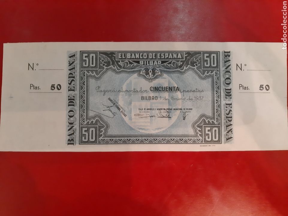 Banknotes with Errors: 1937 Banco Espa&ntilde;a de Bilbao 1 enero Caja Ahorros y Monte Piedad Municipal de Bilbao 50 pesetas