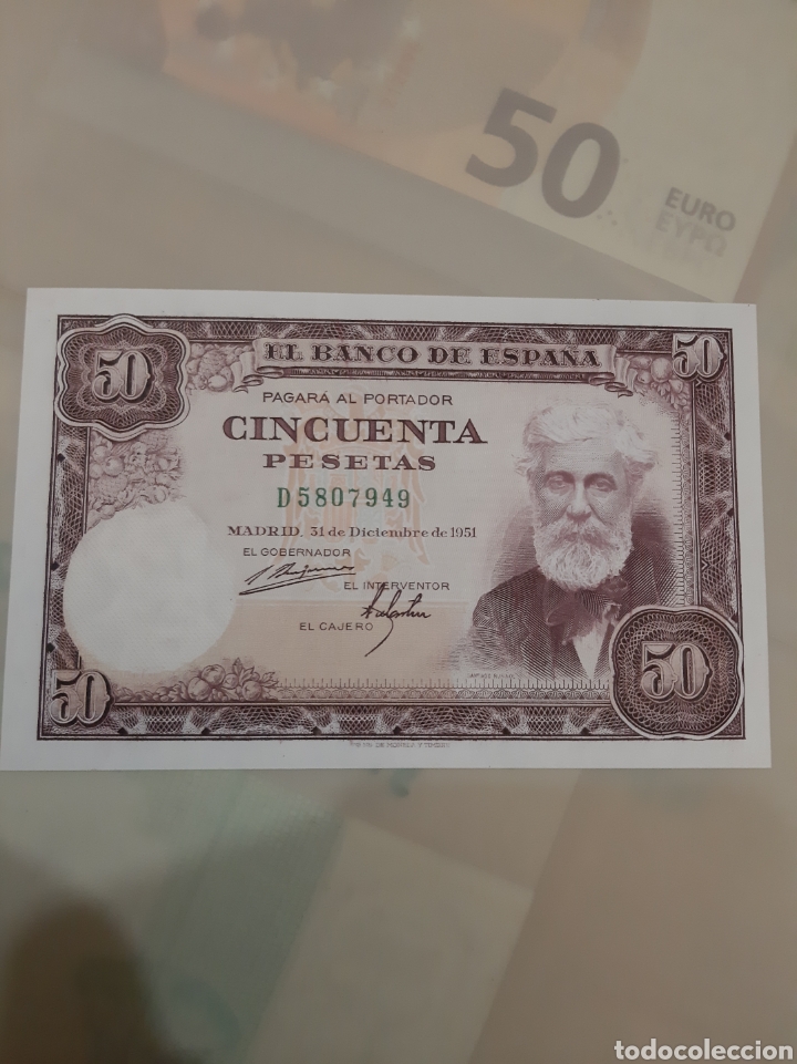Billetes con errores: Error sin firma cajero 50 ptas 1951 plancha D 5807949 - Foto 4