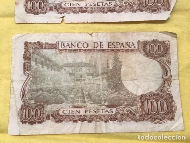Billetes con errores: Dos billetes de 100 pesetas (reverso verde) - Foto 4