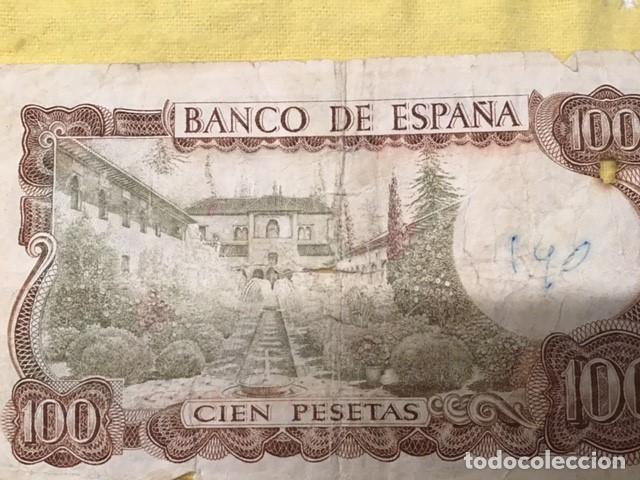 Billetes con errores: Dos billetes de 100 pesetas (reverso verde) - Foto 5