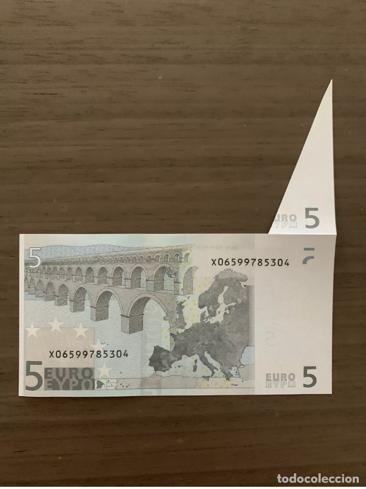 Billetes con errores: 5&euro; Euros Error Fuelle Pliegue duesenberg 2002 Muy Raro - Foto 3