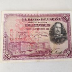 Billetes con errores: BILLETE 50 PESETAS 1928 TAMPON AGUILA FRANQUISTA. Lote 298464918