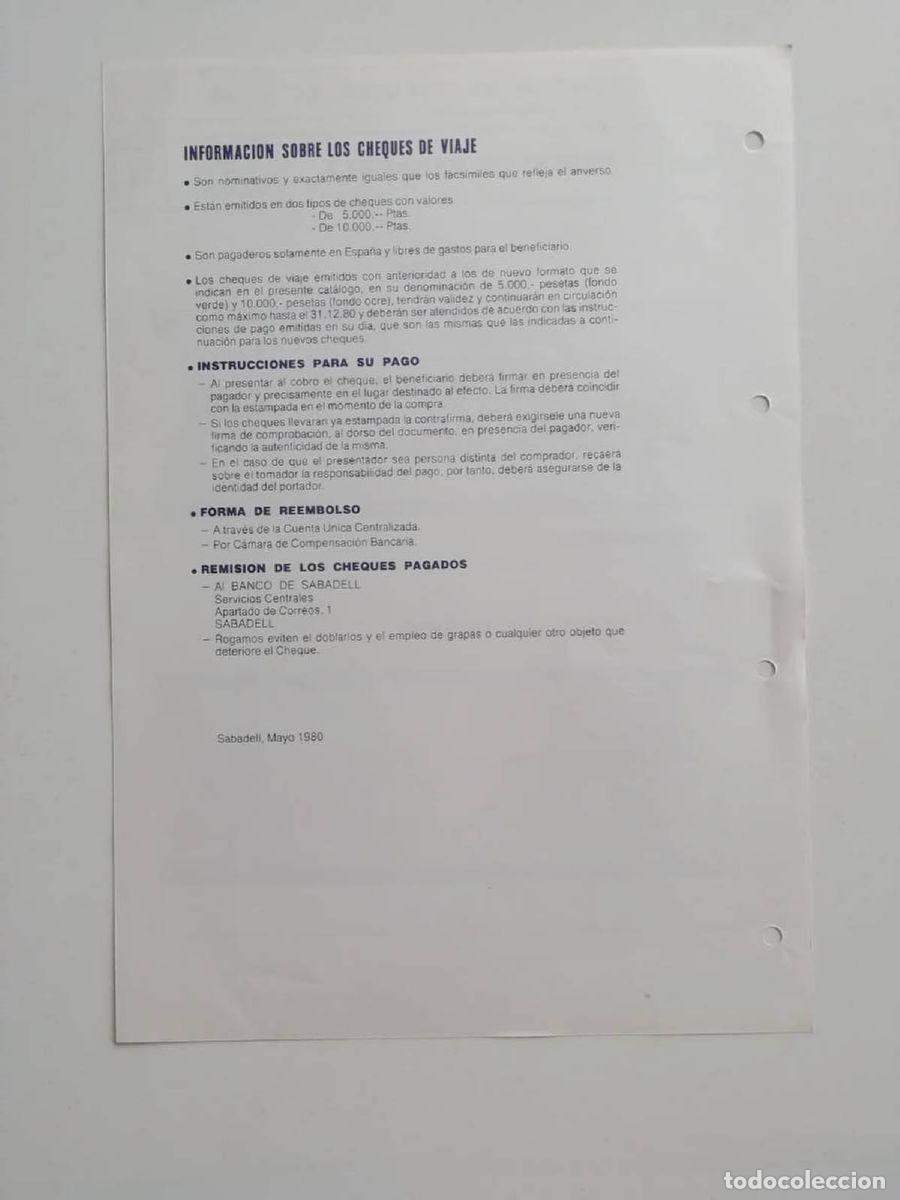 Billetes con errores: 1980, Hoja de Cheque de Viaje Banco Sabadell - Foto 2