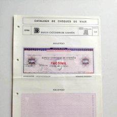 Billetes con errores: 1980, HOJA DE CHEQUE DE VIAJE BANCO EXTERIOR DE ESPAÑA. Lote 402311789