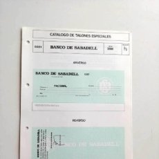 Billetes con errores: 1980, HOJA DE TALÓN ESPECIAL BANCO SABADELL. Lote 402311794