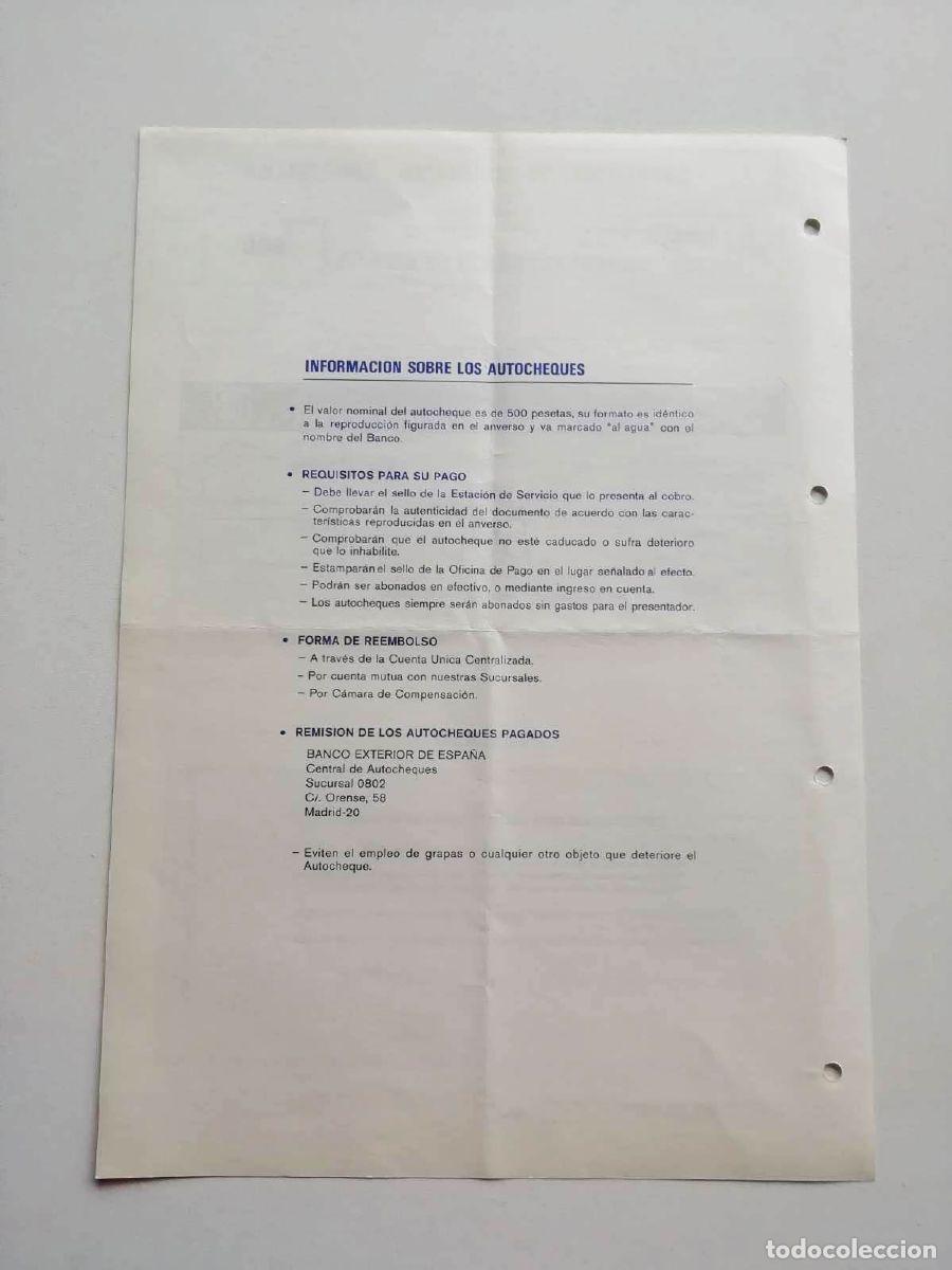 Billetes con errores: 1980, Hoja de Cheque Autocheque Banco Exterior de Espa&ntilde;a - Foto 2