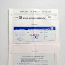 Billetes con errores: 1980, HOJA DE CHEQUE AUTOCHEQUE BANCO EXTERIOR DE ESPAÑA. Lote 402311799