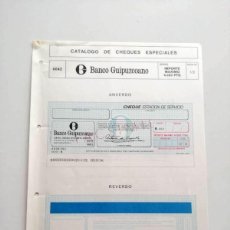 Billetes con errores: 1980, HOJA DE CHEQUE ESTACIÓN DE SERVICIO BANCO GUIPUZCOANO. Lote 402311839