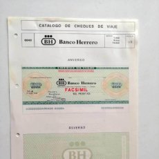 Billetes con errores: 1980, HOJA DE CHEQUE DE VIAJE BANCO HERRERO. Lote 402311854