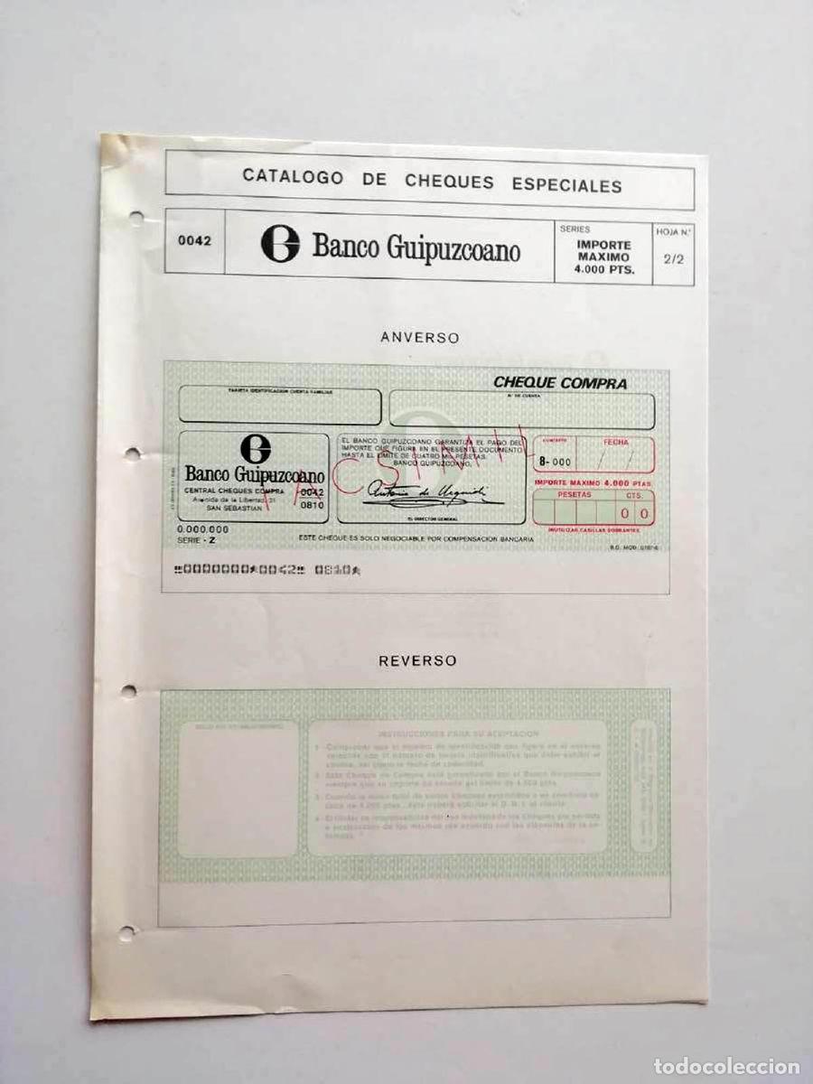 Billetes con errores: 1980, Hoja de Cheque Compra Banco Guipuzcoano - Foto 1