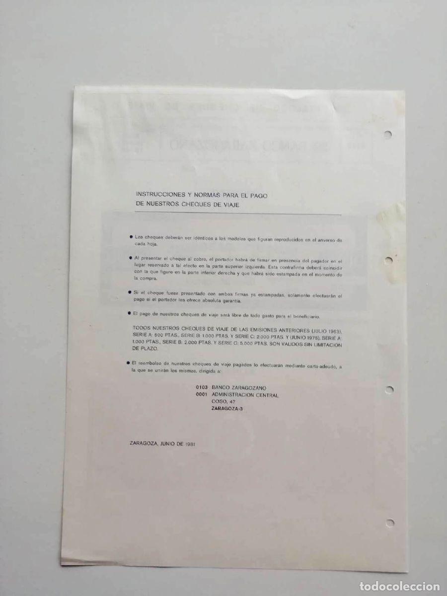 Billetes con errores: 1980, Hoja de Cheque de Viaje Banco Zaragozano - Foto 2