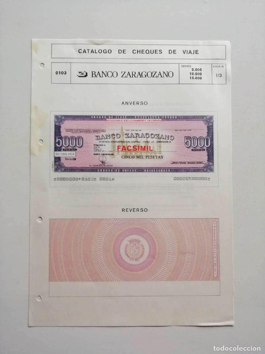 Billetes con errores: 1980, Hoja de Cheque de Viaje Banco Zaragozano - Foto 1