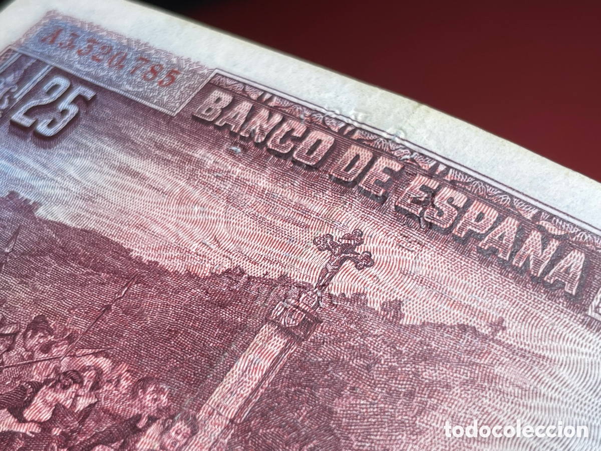 Billetes con errores: 25 pesetas 1928 sello seco Burgos - Foto 4
