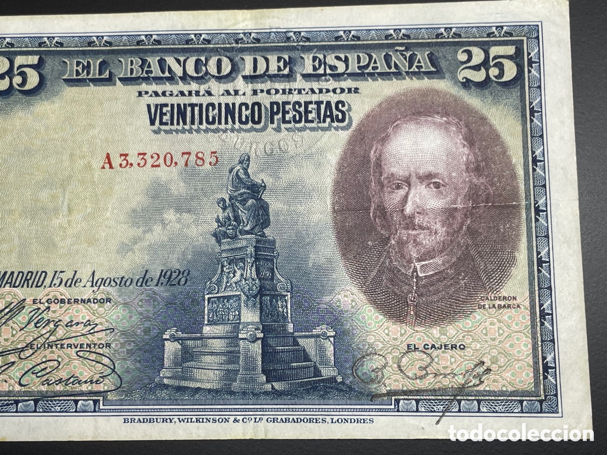 Billetes con errores: 25 pesetas 1928 sello seco Burgos - Foto 7