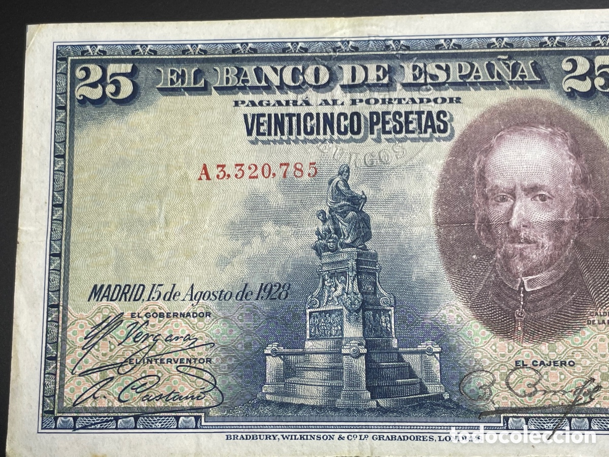 Billetes con errores: 25 pesetas 1928 sello seco Burgos - Foto 8