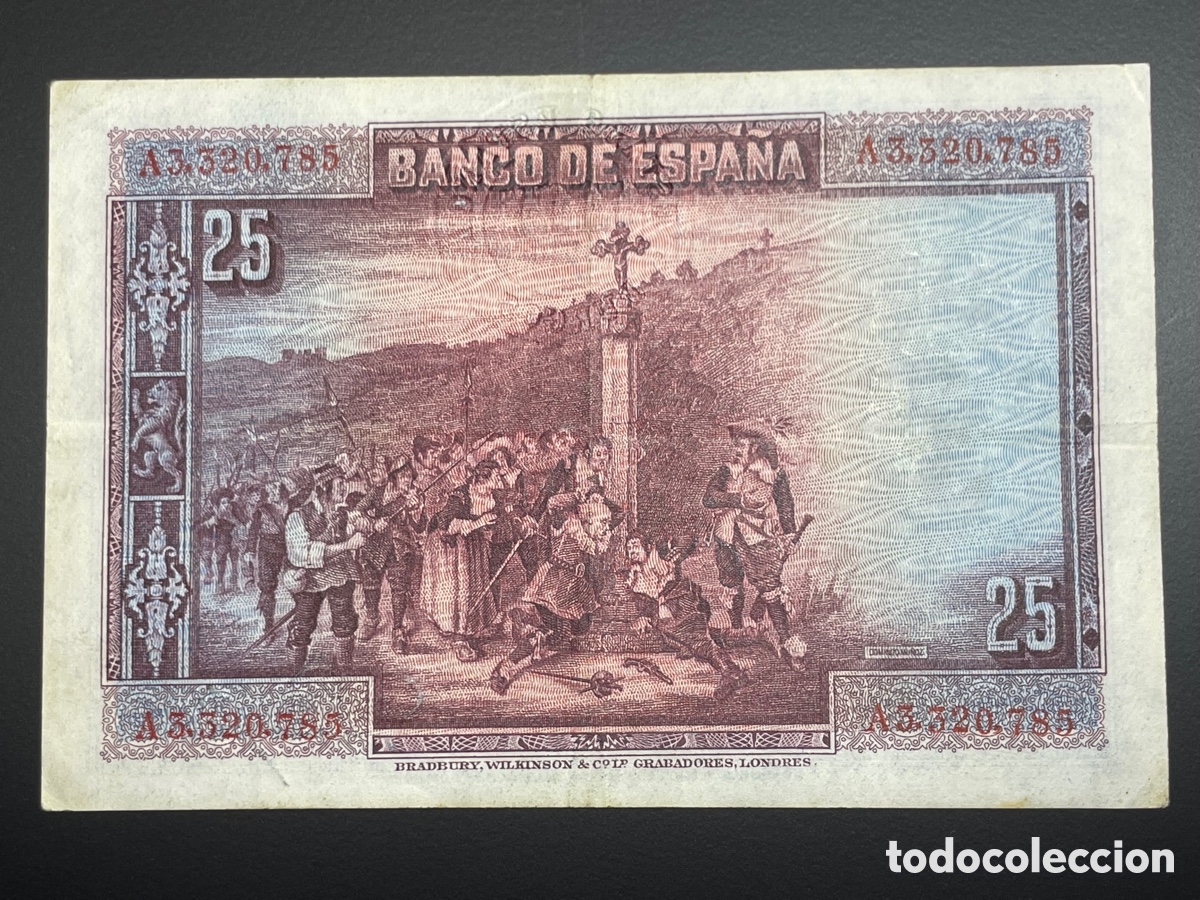 Billetes con errores: 25 pesetas 1928 sello seco Burgos - Foto 9