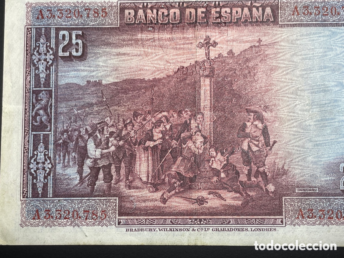 Billetes con errores: 25 pesetas 1928 sello seco Burgos - Foto 11