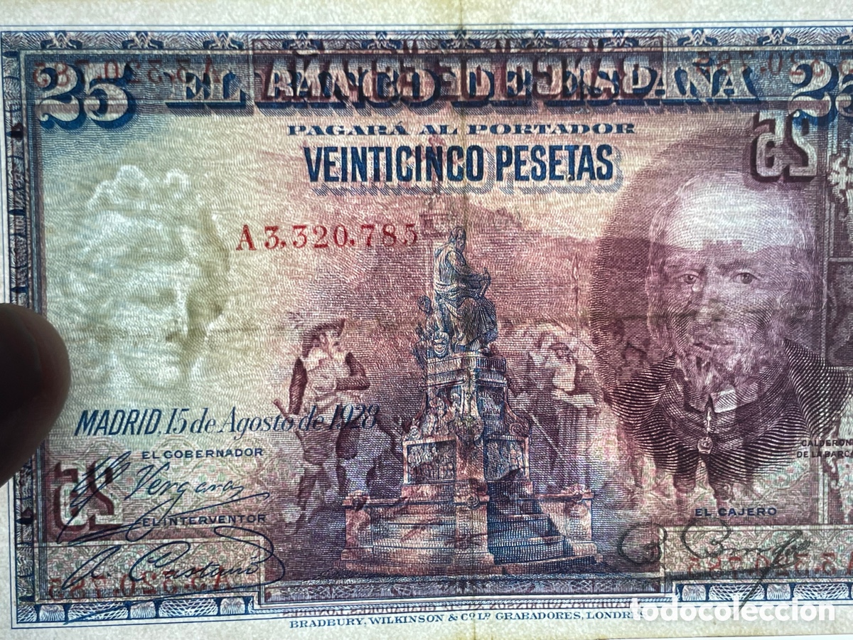 Billetes con errores: 25 pesetas 1928 sello seco Burgos - Foto 14