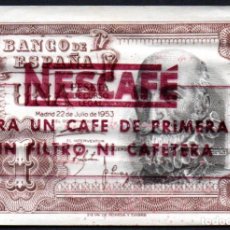 Billetes con errores: BILLETE EN FUNDA - PUBLICIDAD PROPAGANDA - NESCAFE - AÑOS 50