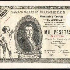 Billetes con errores: BILLETE PROPAGANDA PUBLICIDAD - 1000 PESETAS 1895 - SALVADOR MUSTIENES - MUEBLES - VALENCIA