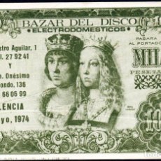 Billetes con errores: BILLETE PROPAGANDA PUBLICIDAD - 1000 PESETAS 1957 - BAZAR ELECTRODOMESTICOS - VALENCIA 1974