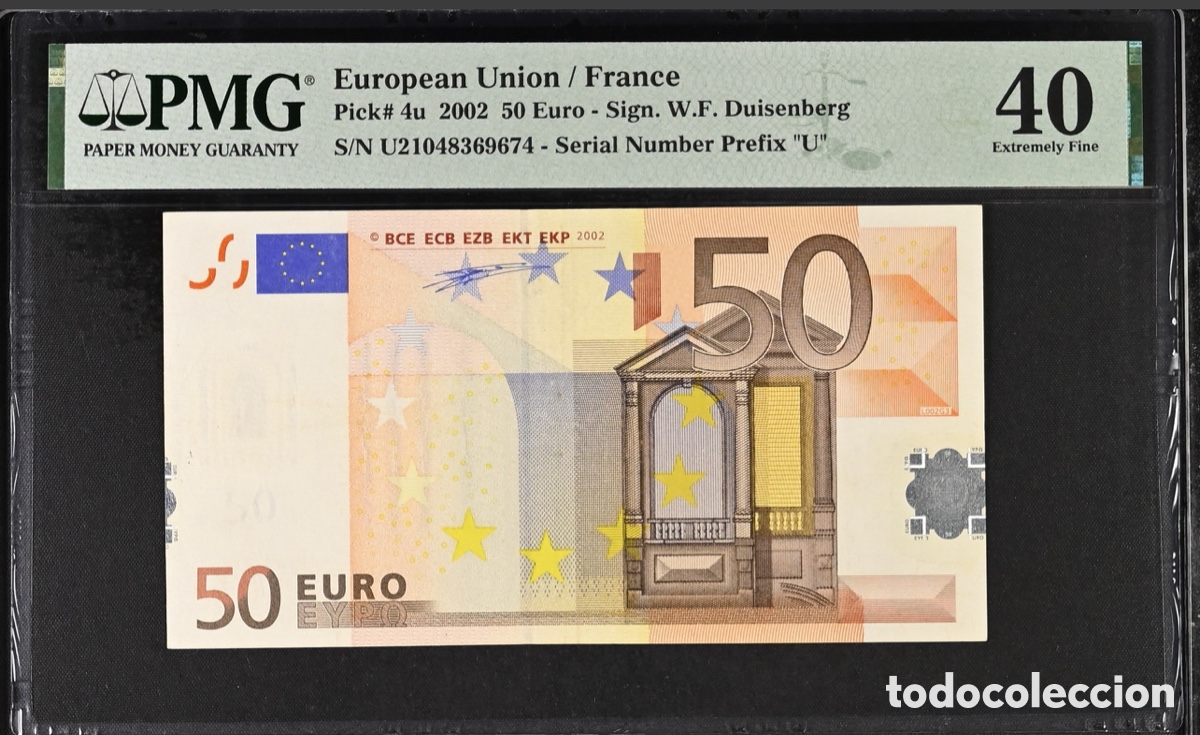 Billetes con errores: PMG 40 / 50 euros. Error. impresi&oacute;n certificado U Francia - Foto 1
