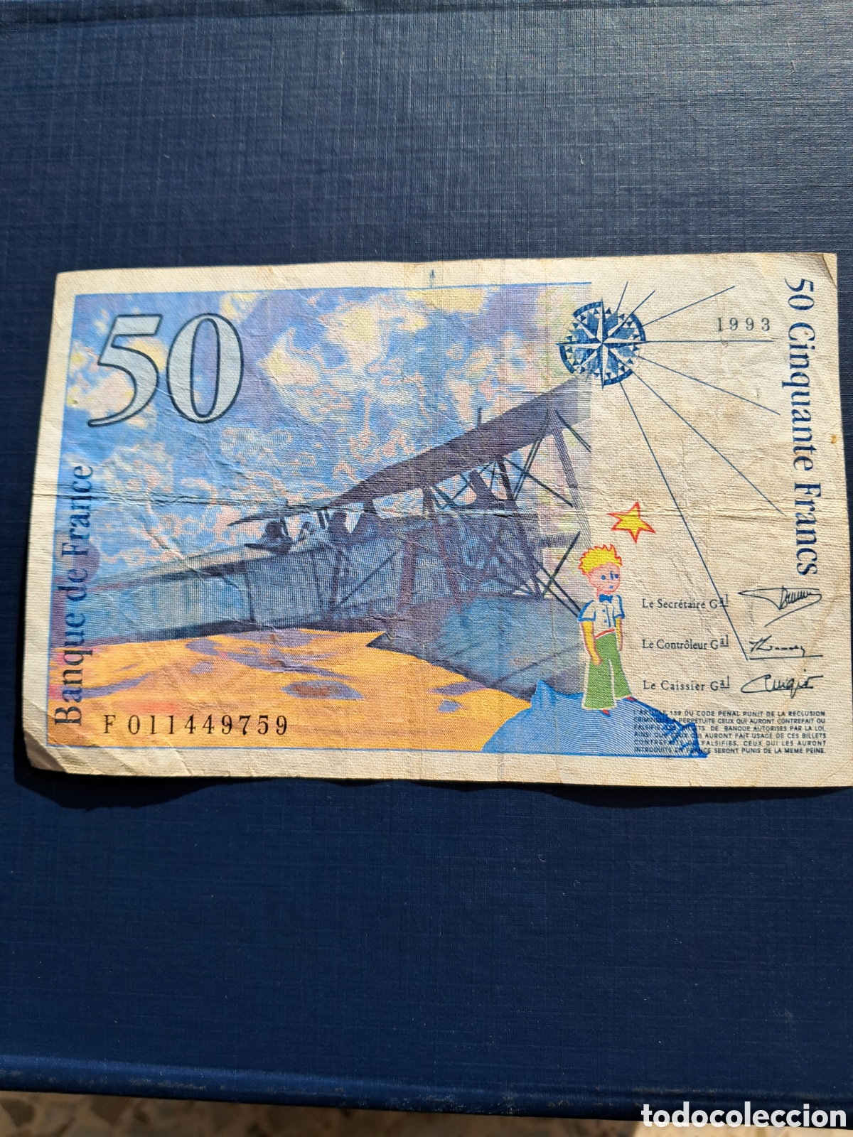 Billetes con errores: Error fallo billete 50 francs cinquante serie f 1993 - Foto 4