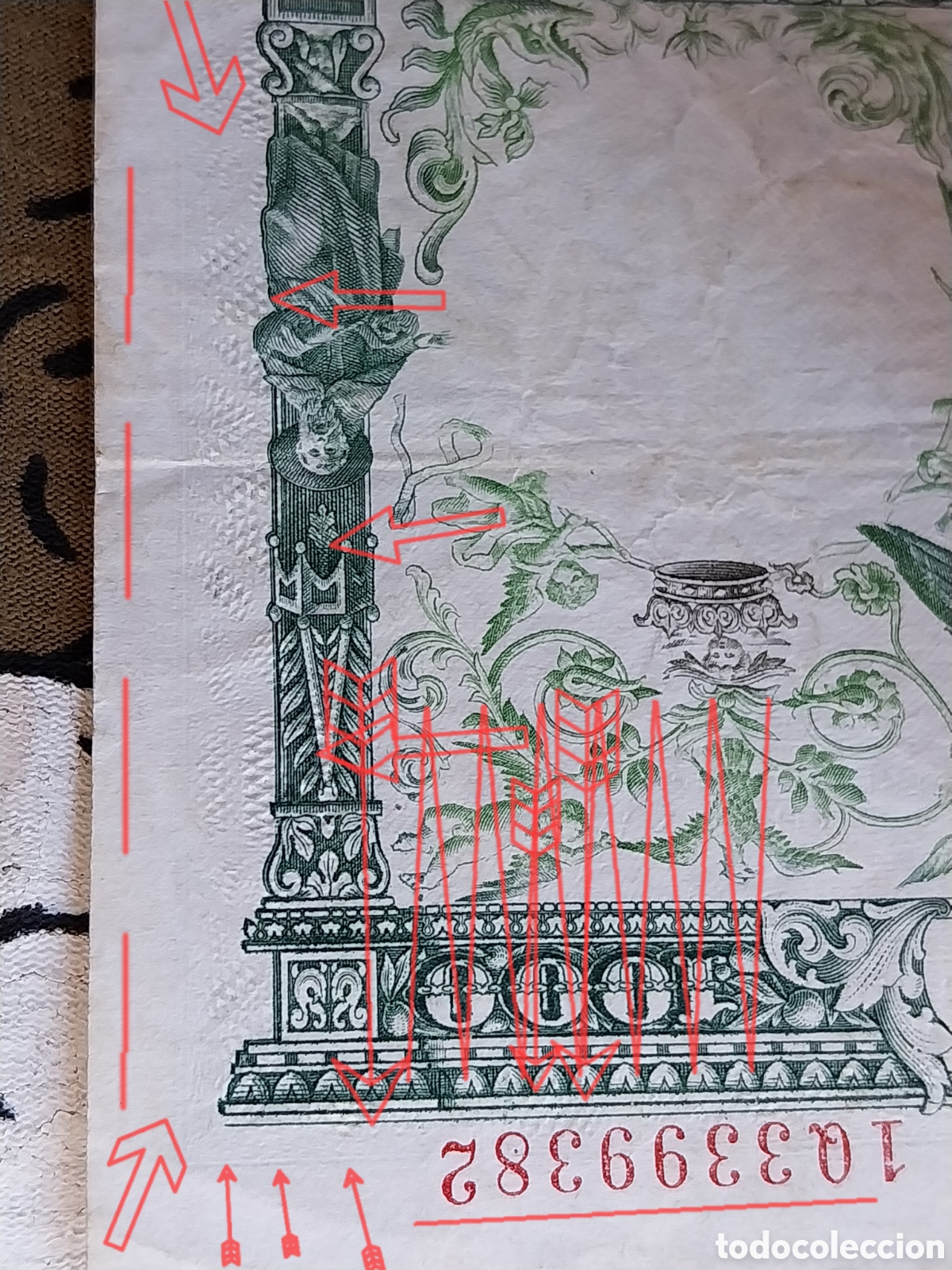 Billetes con errores: 1000pts REYES Cat&oacute;licos conmemorativa Error Plancha distintivos - Foto 4
