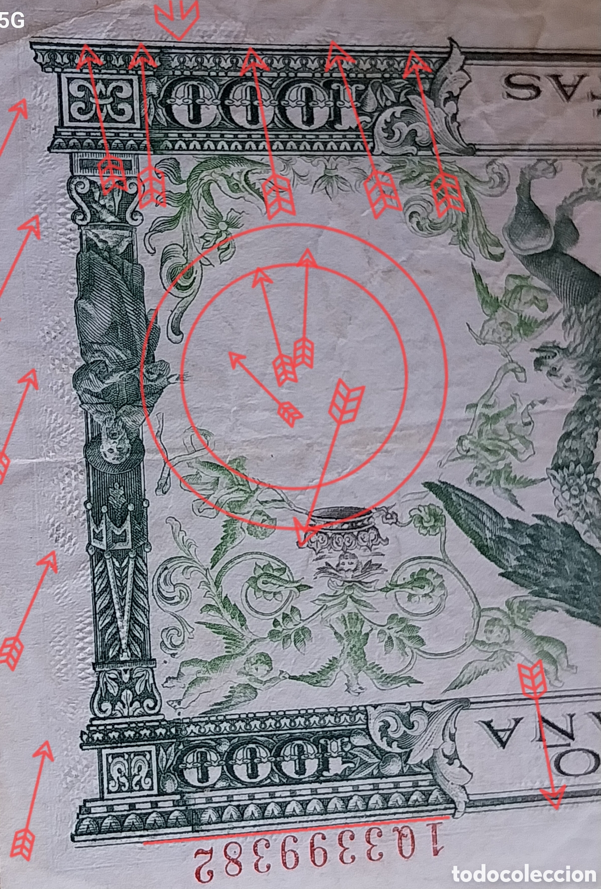 Billetes con errores: 1000pts REYES Cat&oacute;licos conmemorativa Error Plancha distintivos - Foto 6