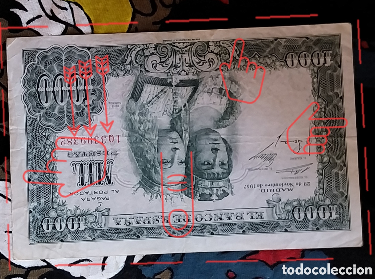 Billetes con errores: 1000pts REYES Cat&oacute;licos conmemorativa Error Plancha distintivos - Foto 7
