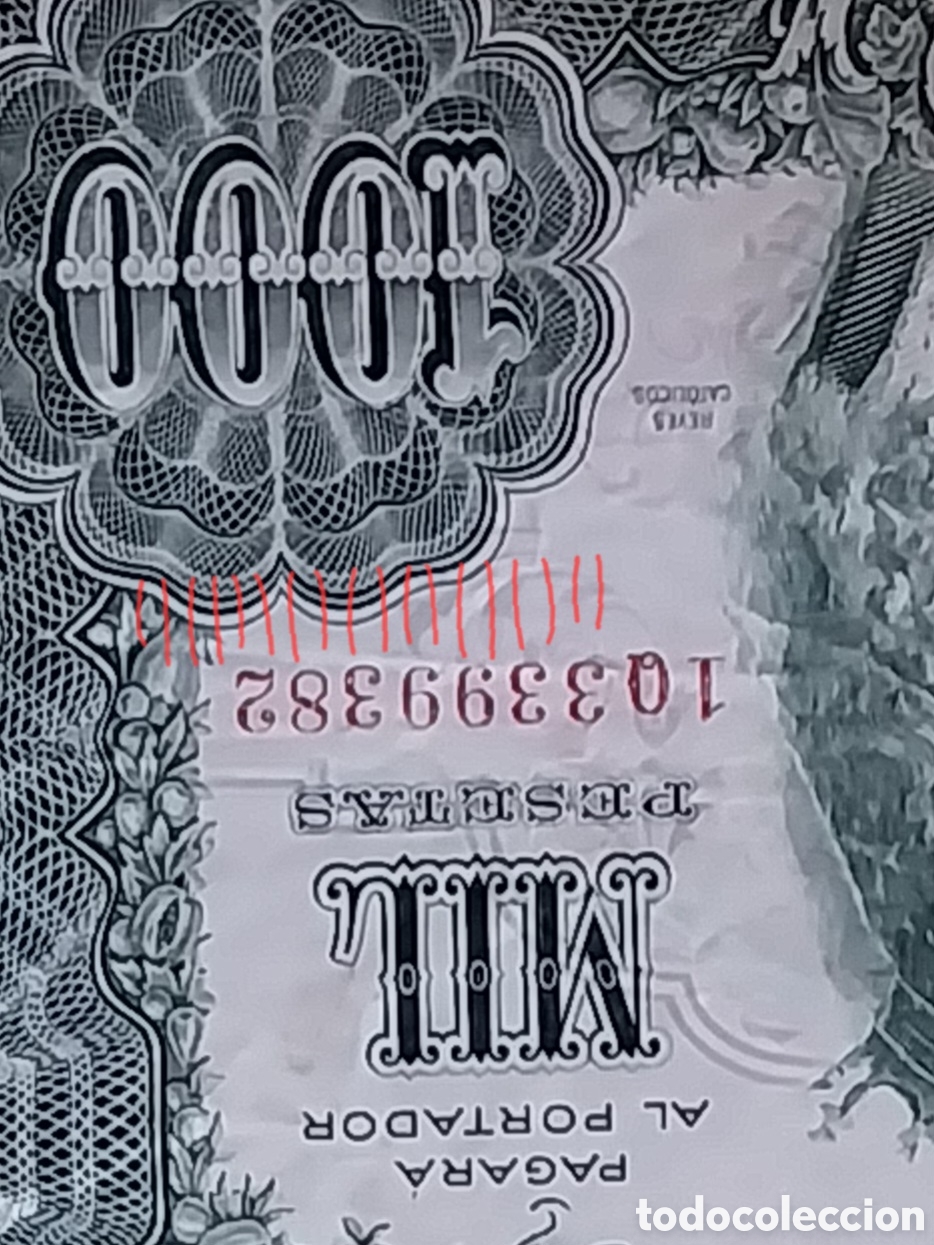 Billetes con errores: 1000pts REYES Cat&oacute;licos conmemorativa Error Plancha distintivos - Foto 8