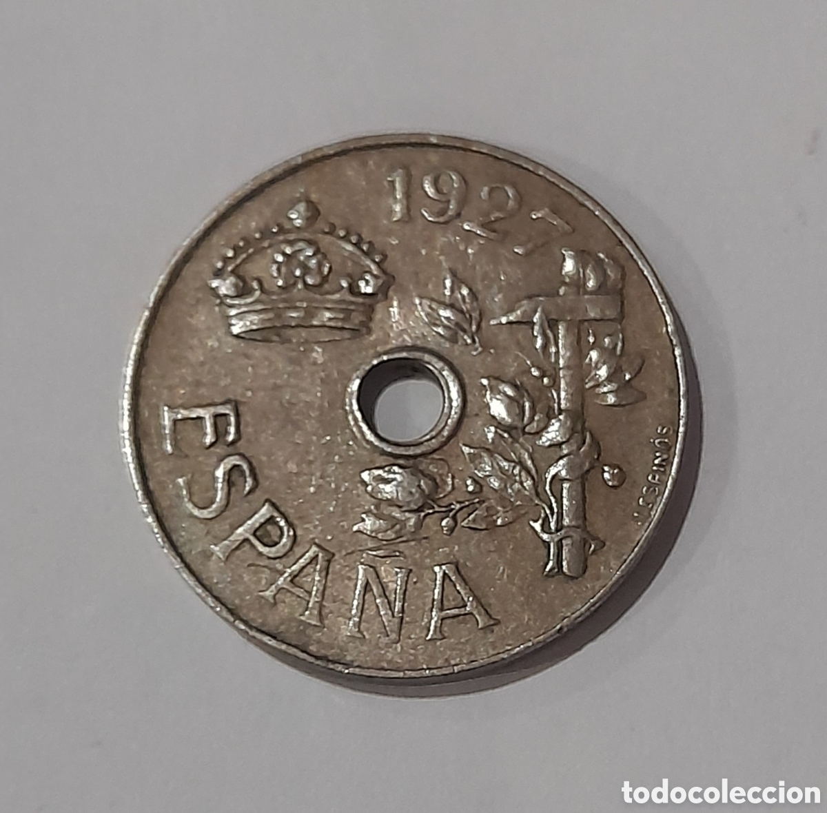 Notas com erros: 25 centimos Rep&uacute;blica Espa&ntilde;ola 1927 con error. M&aacute;s Monedas Antiguas en mi perfil de Todocoleccion.