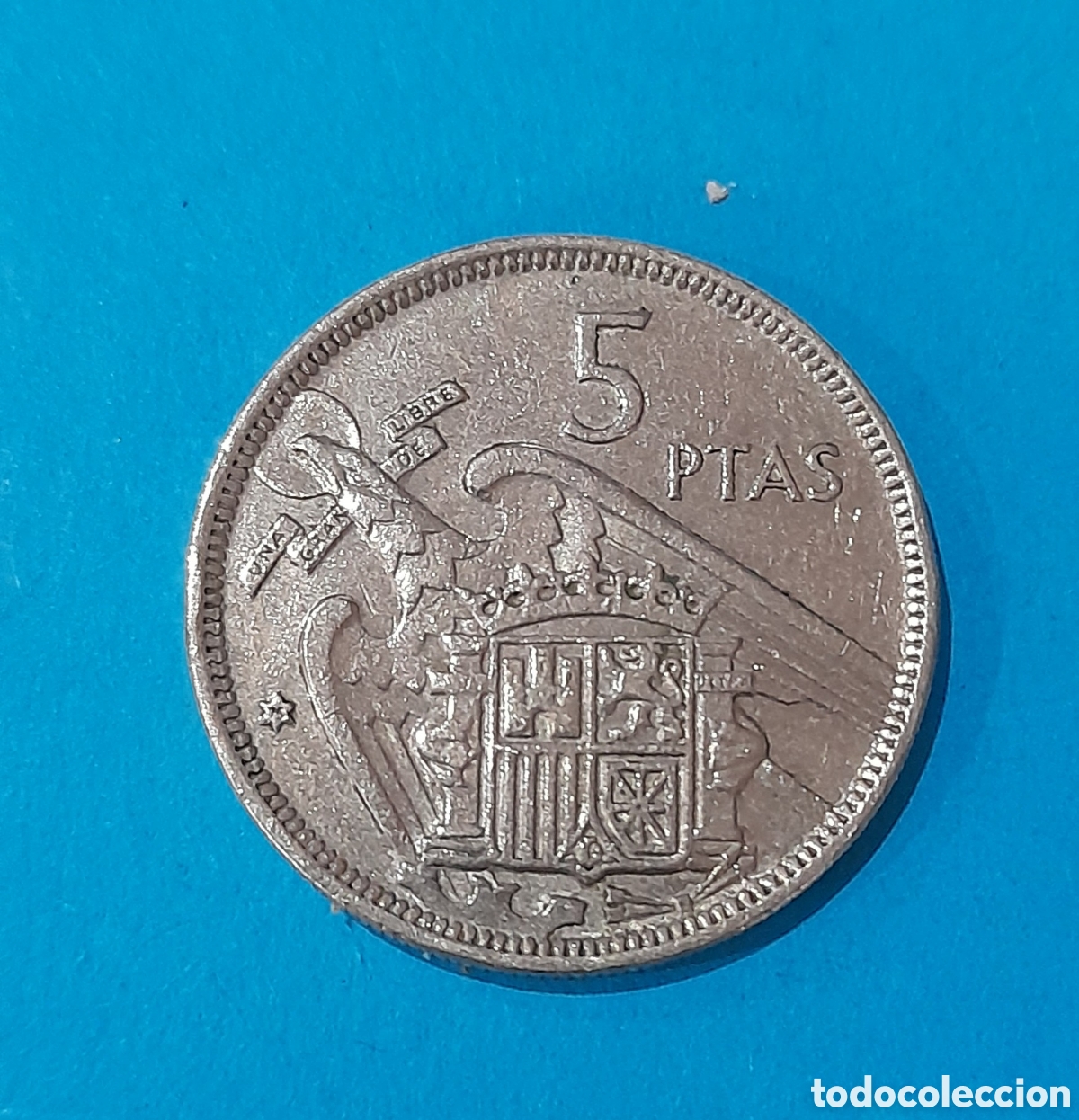Banconote con errori: 5 Pesetas 1957 *75 con error ( Pico &Aacute;guila ). M&aacute;s Monedas en mi perfil.