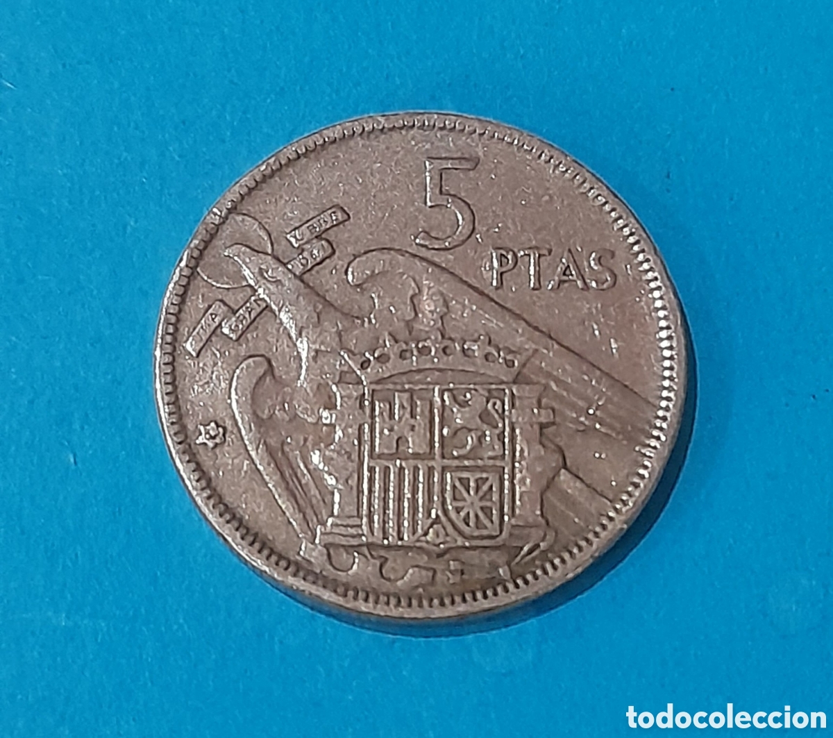Banconote con errori: 5 Pesetas 1957 *62 con error ( Desplazada ).M&aacute;s Monedas en mi perfil.