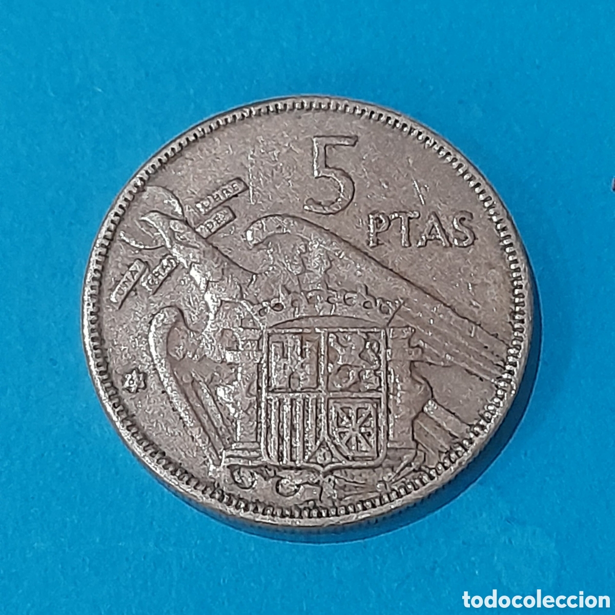 Banconote con errori: 5 Pesetas 1957 *63 con error ( Desplazada).M&aacute;s Monedas en mi perfil.