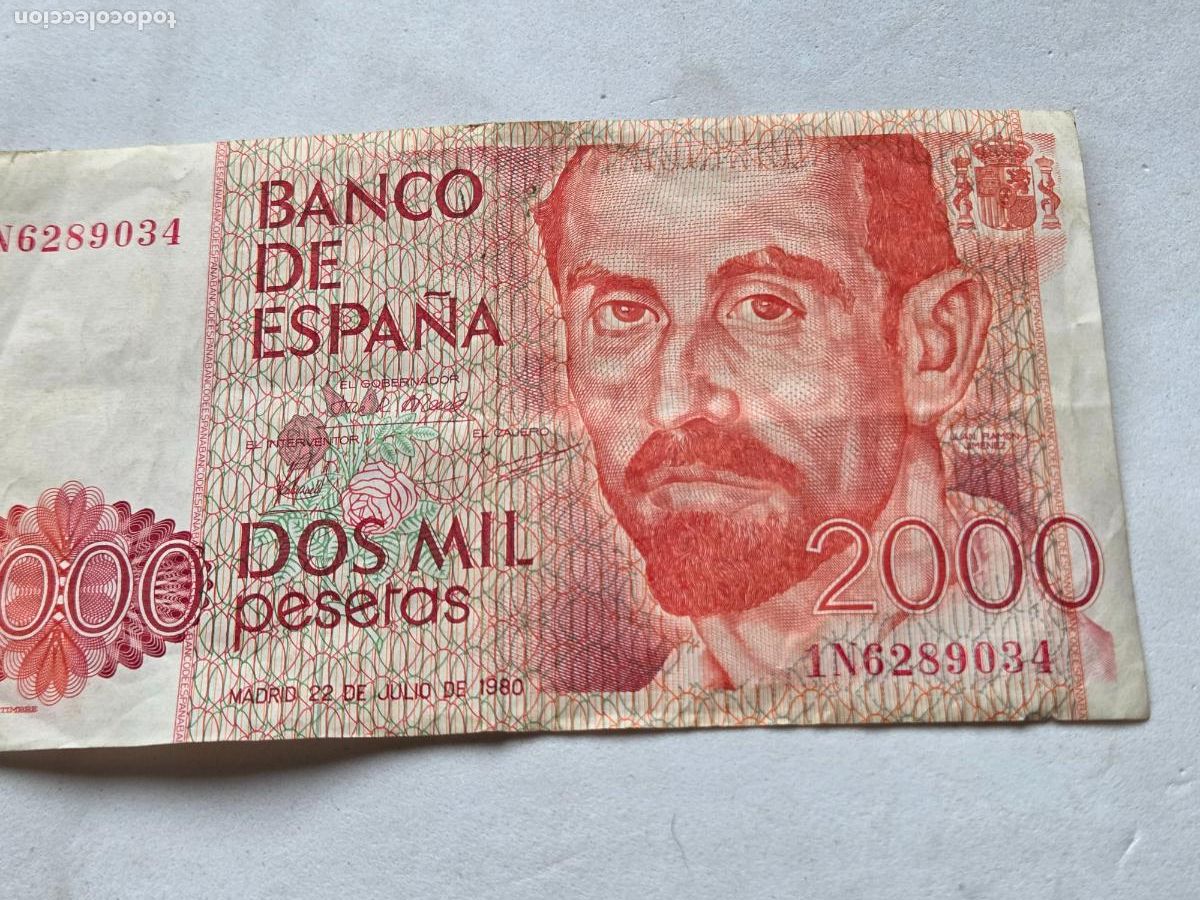 Billetes con errores: VARIEDAD RARA 2000 PESETAS 1980 JUAN RAMON JIMENEZ V2 - Foto 2