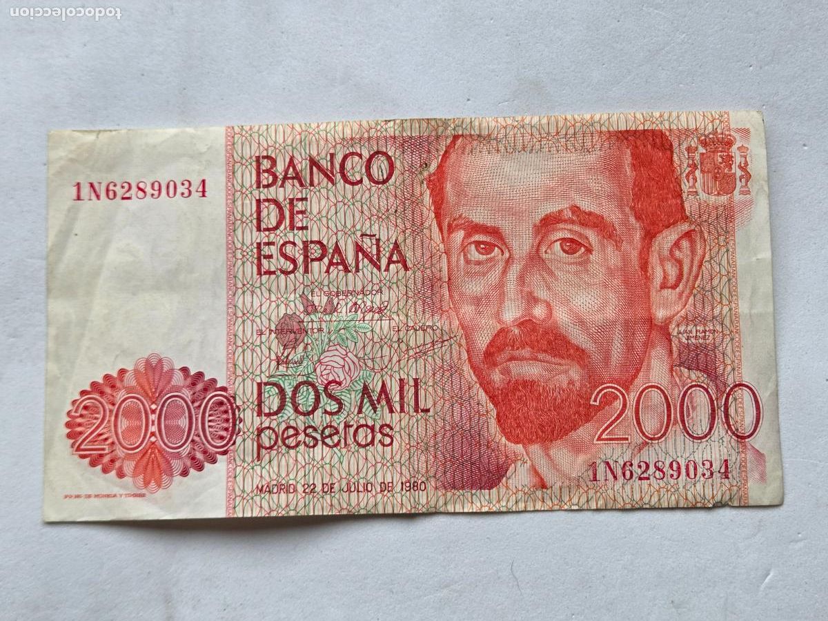 Billetes con errores: VARIEDAD RARA 2000 PESETAS 1980 JUAN RAMON JIMENEZ V2 - Foto 3