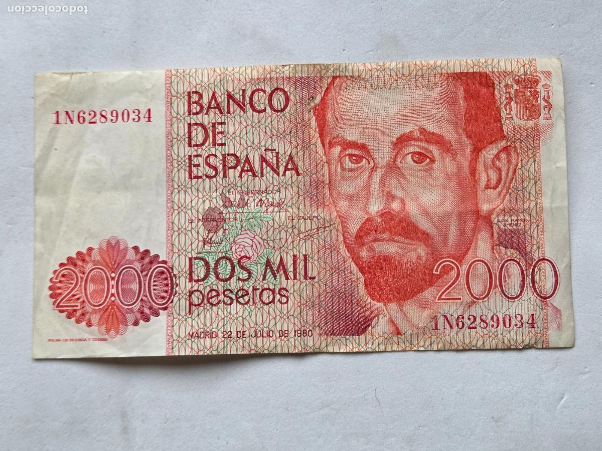 Billetes con errores: VARIEDAD RARA 2000 PESETAS 1980 JUAN RAMON JIMENEZ V2 - Foto 4