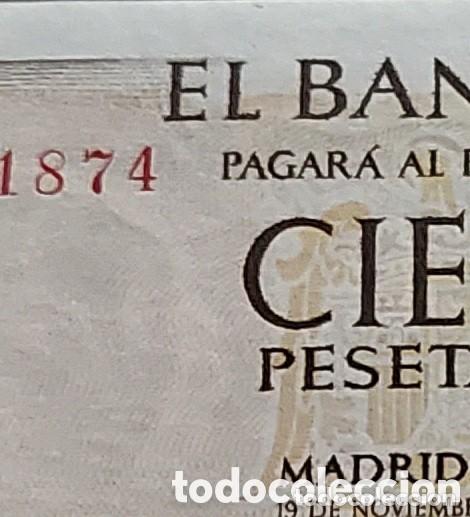 Billetes con errores: ERROR n&uacute;mero desplazado 100 pesetas 1965 - Foto 1