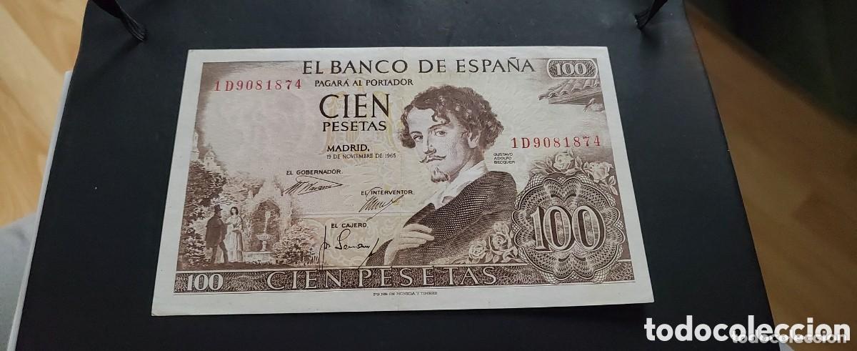 Billetes con errores: ERROR n&uacute;mero desplazado 100 pesetas 1965 - Foto 2