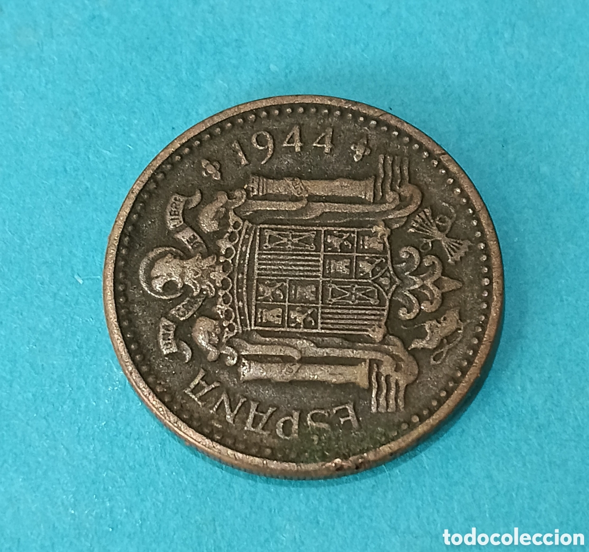 Billetes con errores: 1 Peseta 1944 Estado Espa&ntilde;ol con error de acu&ntilde;aci&oacute;n ( Exceso de Metal). M&aacute;s monedas en mi perfil.