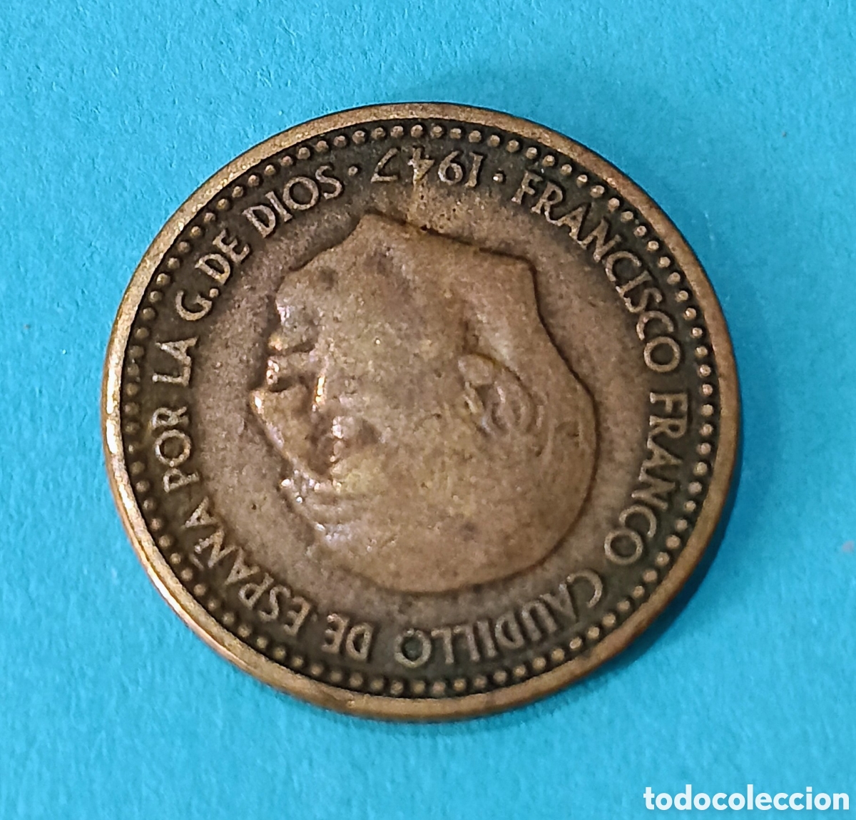 Billetes con errores: Moneda 1 Peseta 1947 *54 con error de acu&ntilde;aci&oacute;n ( zona 1947 ). M&aacute;s monedas en mi perfil.