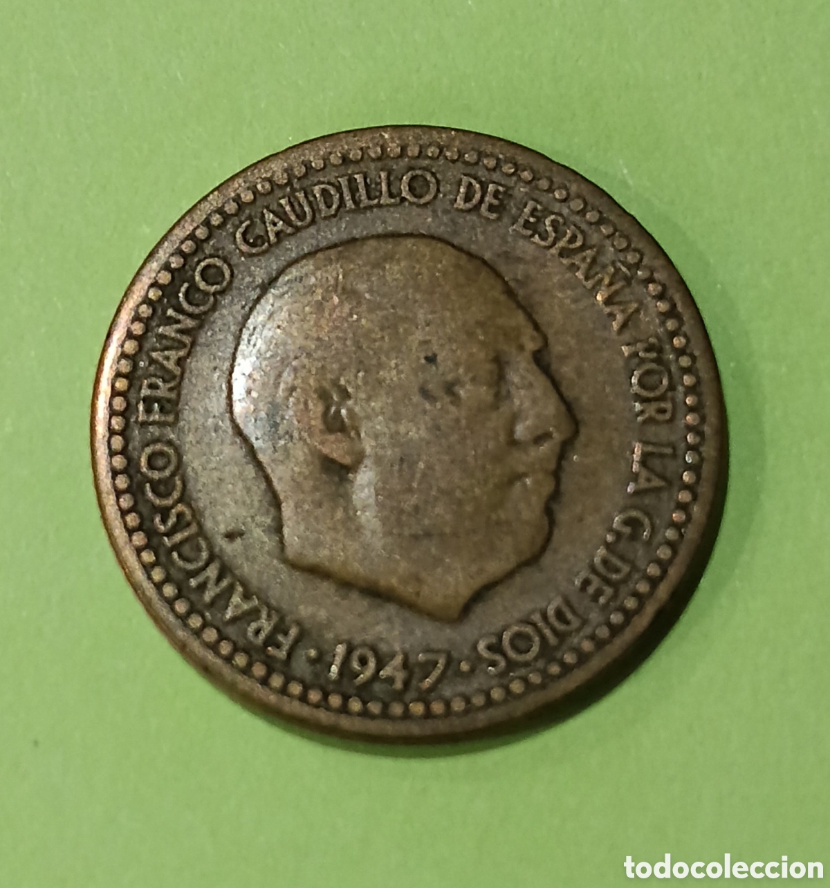 Billetes con errores: 1 Peseta Estado Espa&ntilde;ol 1947 *49 con error ( Acu&ntilde;aci&oacute;n D&eacute;bil Cabeza Franco y el Canto)